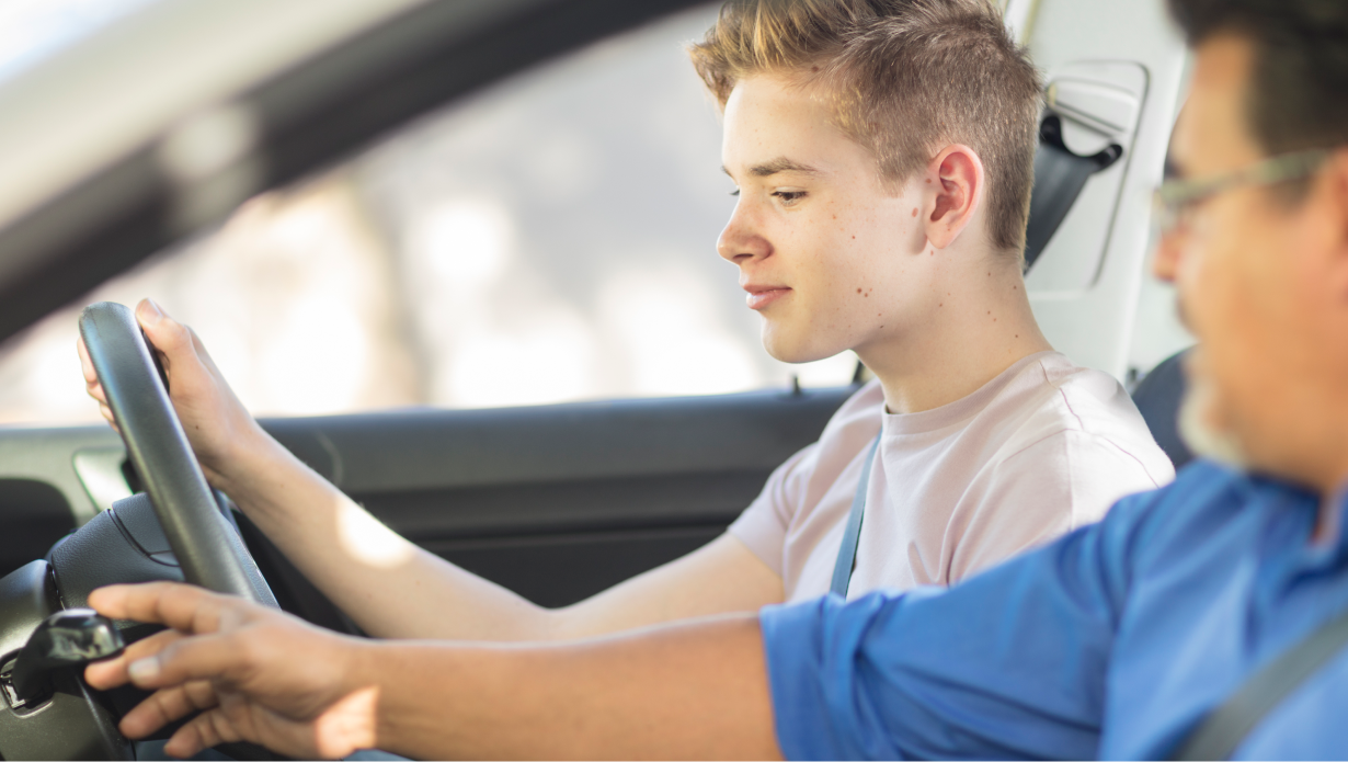 Teen Learning How to Drive with an Adult